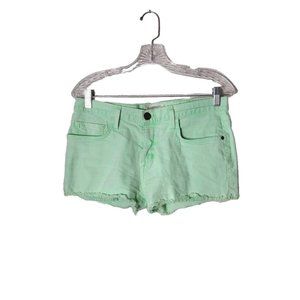Current Elliott Shorts Denim Womens 31 Boyfriend Raw Hem Lime Green Summer Beach